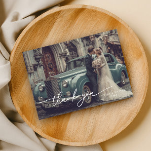 odern Script Wedding Thank You Card – Full Photo