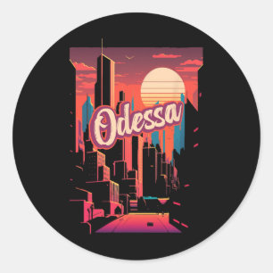 Odessa Retro Ukraine Vintage Odessite Traveling Tr Classic Round Sticker