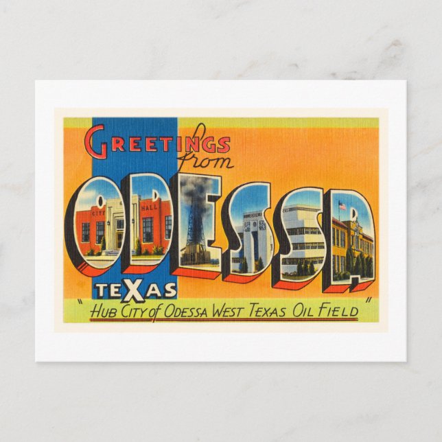 Odessa Texas TX Old Vintage Travel Souvenir Postcard (Front)