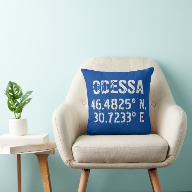 Odessa Ukraine Latitude & Longitude Distressed  Cushion (Chair)