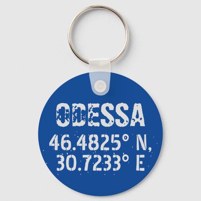 Odessa Ukraine Latitude & Longitude Distressed  Key Ring (Front)