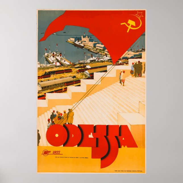 Odessa Ukraine Vintage Travel Poster (Front)