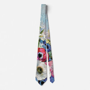 Odilon Redon Anemones - Fine Art Symbolism Tie