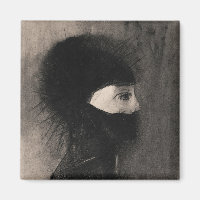 Odilon Redon Armour. Dark woman face Symbolism