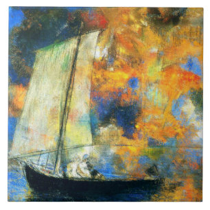 Odilon Redon - Flower Clouds Tile