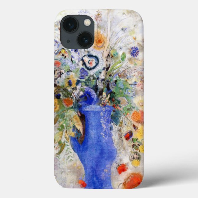 Odilon Redon - Large Bouquet in Pastel Blue Vase Case-Mate iPhone Case (Back)