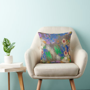 Odilon Redon's abstract flower background. Cushion