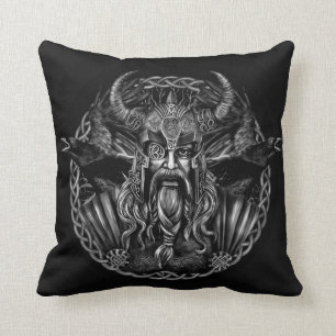 Odin and his ravens Huginn and Muninn Cushion