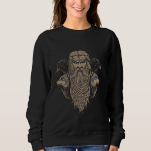 Odin Celtic Viking with Wolf and Odins Raven Valha Sweatshirt