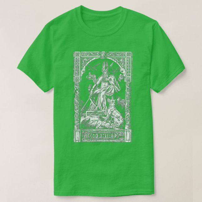 Odin on his hrone  Norse Viking Mythology Allfathe T-Shirt (Design Front)