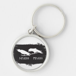 Odin Raven Crow Viking Mythology runes runic Key Ring