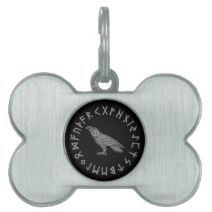 Odin Raven Crow Viking Mythology runes runic Pet ID Tag
