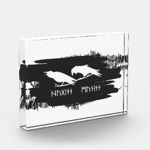 Odin Raven Crow Viking Mythology runes runic Photo Block