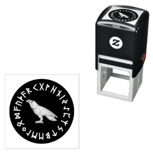Odin Raven Crow Viking Mythology runes runic Self-inking Stamp