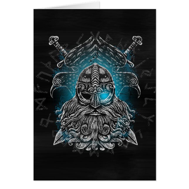 Odin Ravens and Swords Blue Luminous Eye Norse god (Front)