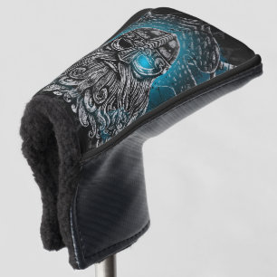 Odin Ravens and Swords Blue Luminous Eye Norse god Golf Head Cover