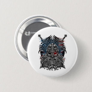 Odin ravens and swords Viking Mythology USA flag 6 Cm Round Badge
