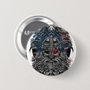 Odin ravens and swords Viking Mythology USA flag 6 Cm Round Badge