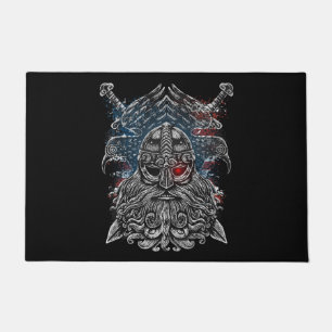 Odin ravens and swords Viking Mythology USA flag Doormat