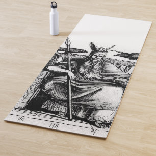 Odin ravens on his stone throne viking mythology yoga mat