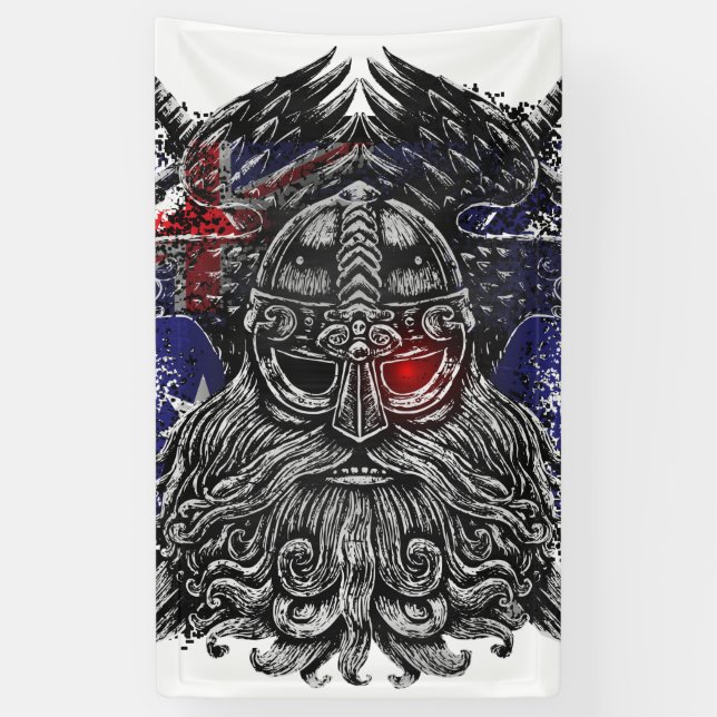 Odin ravens swords Viking Mythology Australia flag Banner (Vertical)
