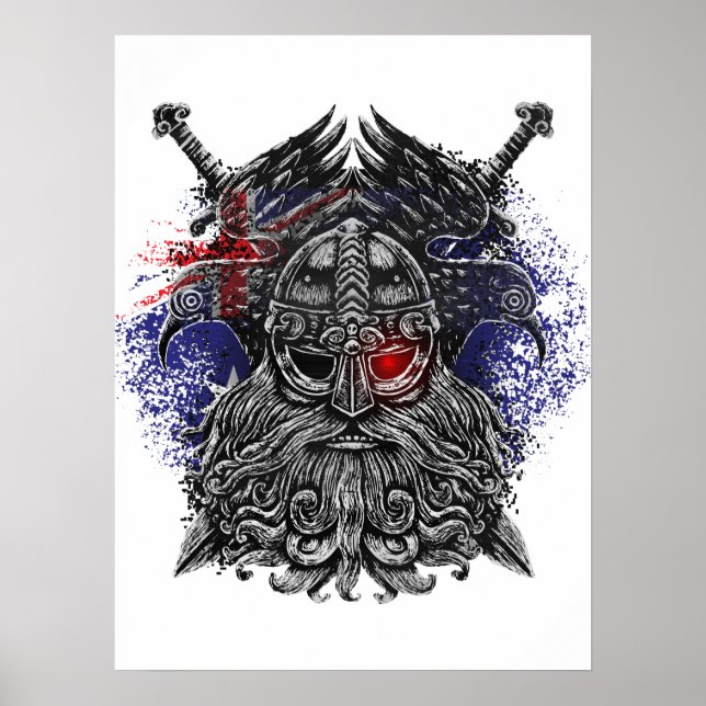 Odin ravens swords Viking Mythology Australia flag Poster (Front)
