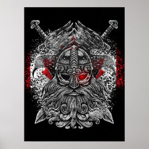 Odin ravens swords Viking Mythology Canada flag Poster