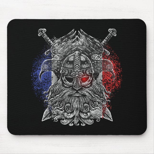 Odin ravens swords Viking Mythology France flag Mouse Pad (Front)