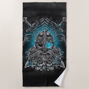 Odin ravens Viking Mythology Valhalla awaits Beach Towel