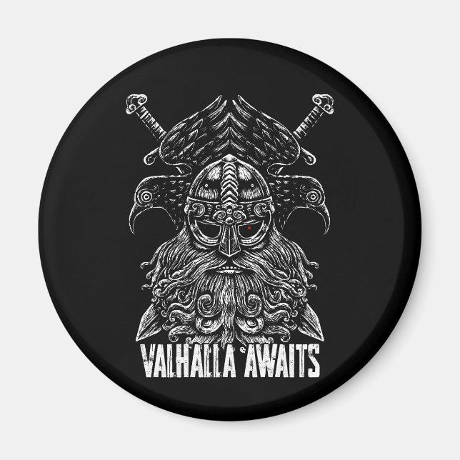 Odin ravens Viking Mythology Valhalla awaits Magnet (Front)
