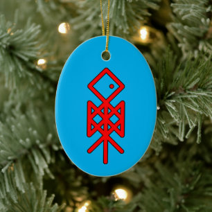 Odin Viking Bindrune Yule Ceramic Tree Decoration