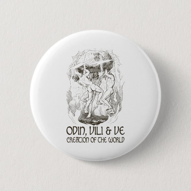 Odin, Vili and Ve 6 Cm Round Badge (Front)