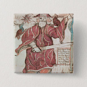 Odin, with his two crows, Hugin  and Munin 15 Cm Square Badge