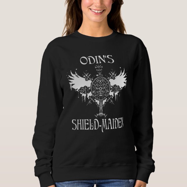 Odin's Shield-Maiden Lagherta Vegvisir Runic Circl Sweatshirt (Front)