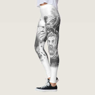 Odin's wolves hand drawn leggings