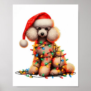 Odle Dog Christmas Lights Santa Hat Dog Lover Prem Poster