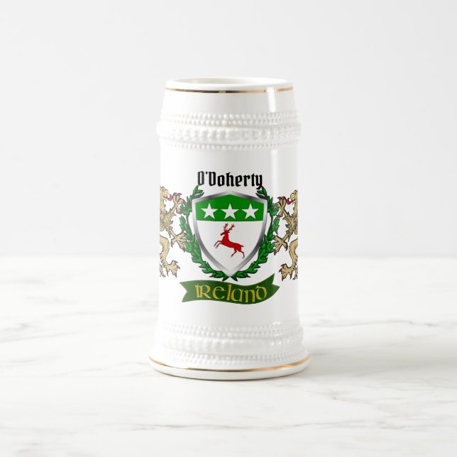 O'Doherty/Doherty Irish Shield Beer Stein (Center)