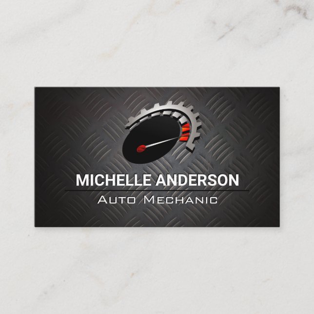 Odometer | Auto Logo | Metallic Business Card (Front)