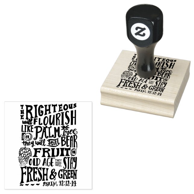 od's Promise for your Every Need - Psalm 92:12-14 Rubber Stamp (Stamped)
