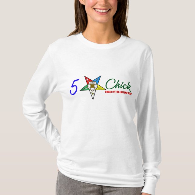 OES:5 Star Chick (LS White) T-Shirt (Front)