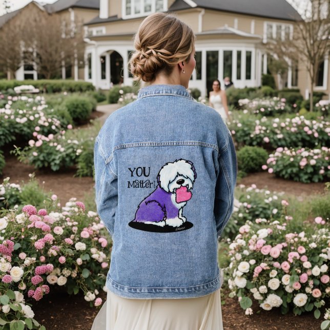 OES Old English Sheepdog  Denim Jacket (Wedding Back)