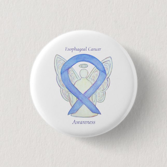 Oesophageal Cancer Angel Awareness Ribbon Art Pin (Front)