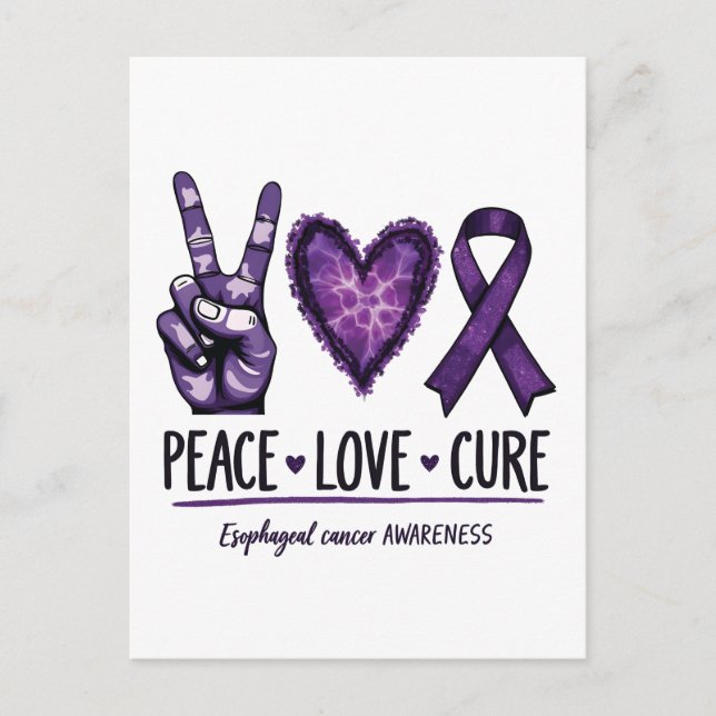 Oesophageal cancer awareness Piece Purple Ribbon Announcement Postcard (Front)