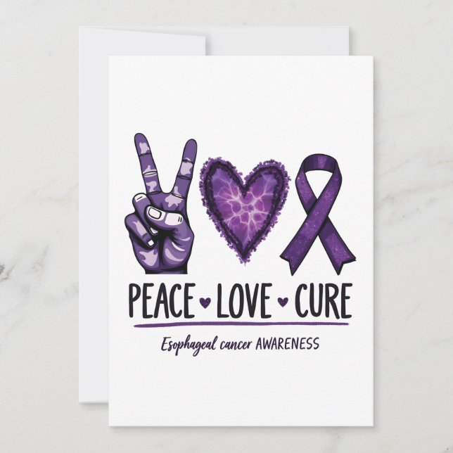 Oesophageal cancer awareness Piece Purple Ribbon Invitation (Front)