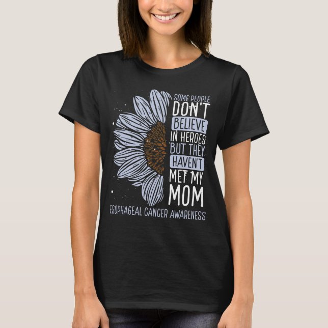 Oesophageal Cancer Awareness Ribbon Mum Warrior T-Shirt (Front)
