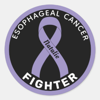 Oesophageal Cancer Fighter Ribbon Black Classic Round Sticker