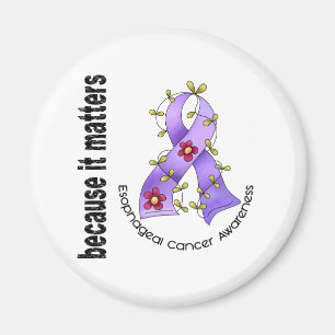 Oesophageal Cancer Flower Ribbon 3 Magnet