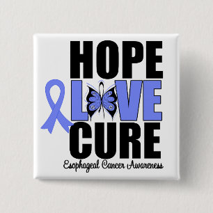 Oesophageal Cancer Hope Love Cure 15 Cm Square Badge