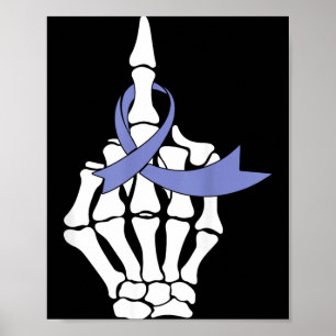 Oesophageal Cancer Middle Finger Periwinkle Ribbon Poster