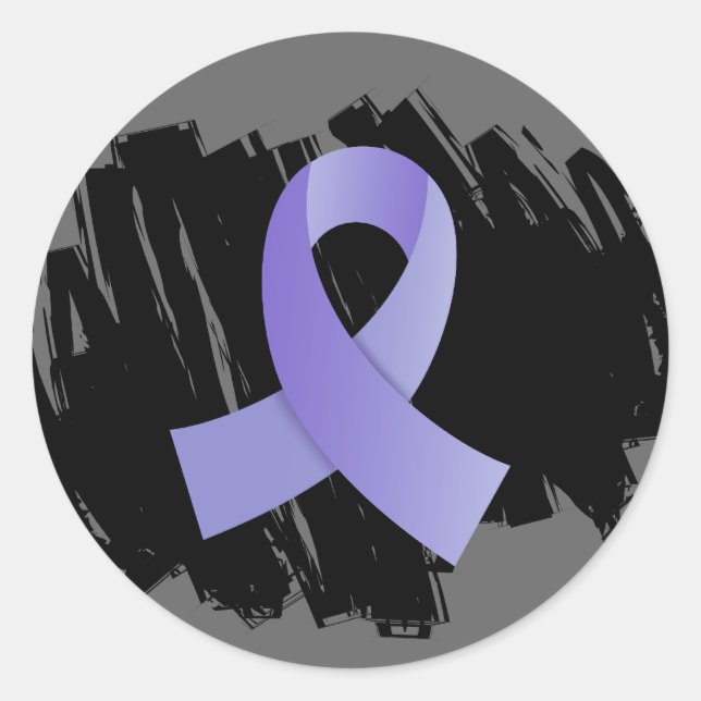 Oesophageal Cancer Periwinkle Ribbon With Scribble Classic Round Sticker (Front)
